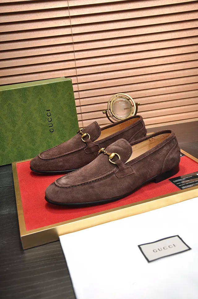 Gucci Horsebit 1955 Brown Suede Loafers 8