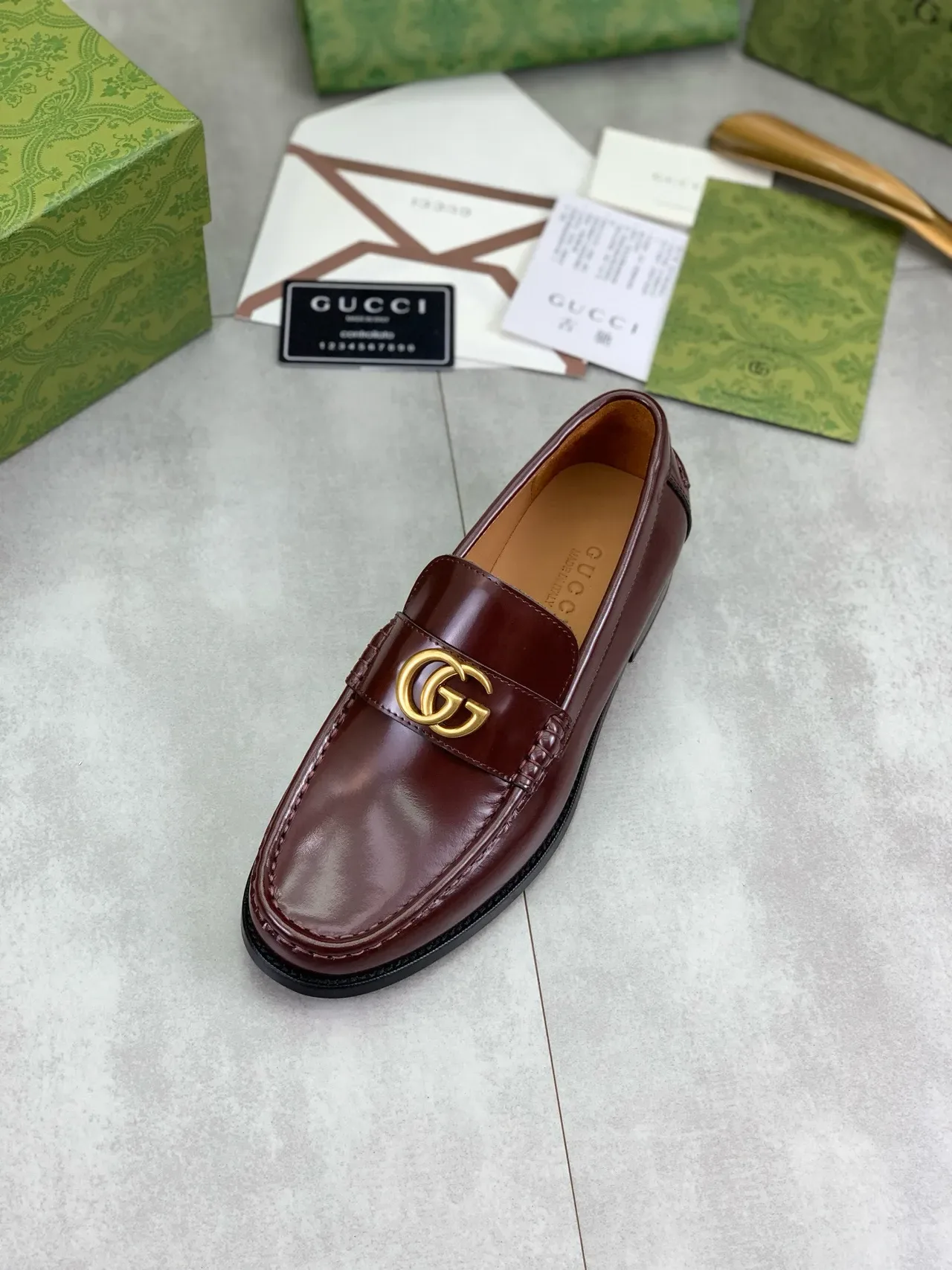 Gucci Horsebit 1955 Burgundy Polished Leather Loafers 3