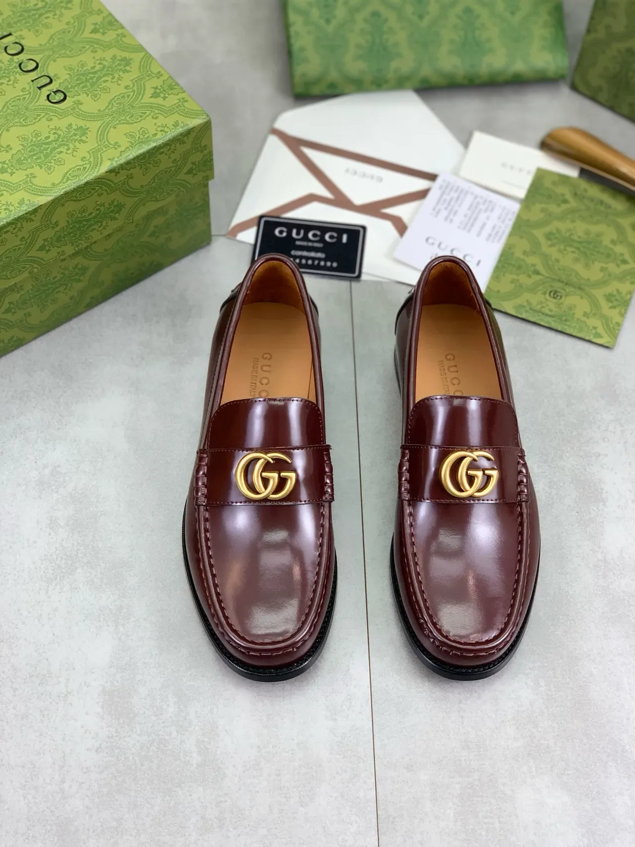 Gucci Horsebit 1955 Burgundy Polished Leather Loafers 4