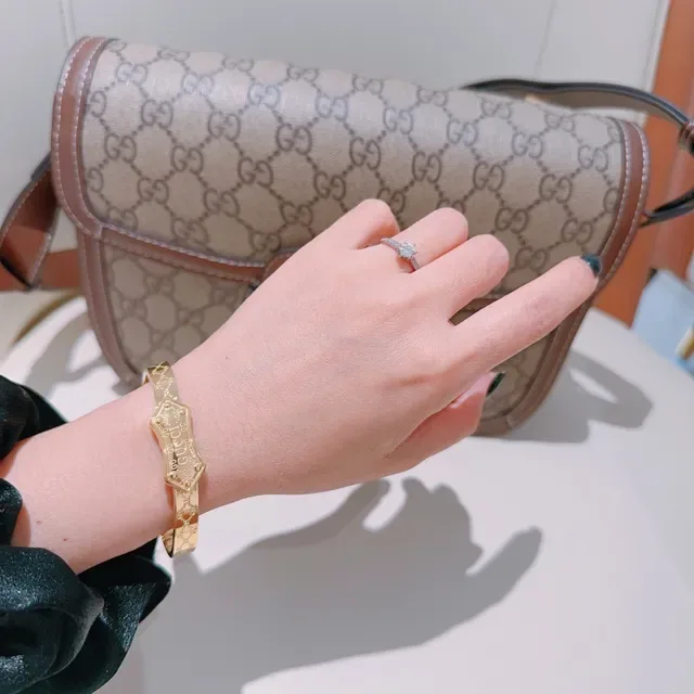 Gucci Horsebit 1955 Gold Rigid Bangle Engraved GG Motif Bracelet 2
