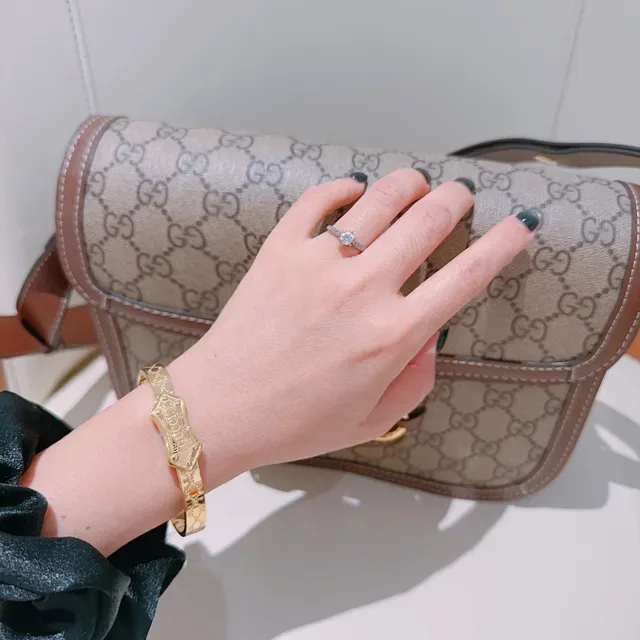 Gucci Horsebit 1955 Gold Rigid Bangle Engraved GG Motif Bracelet 9