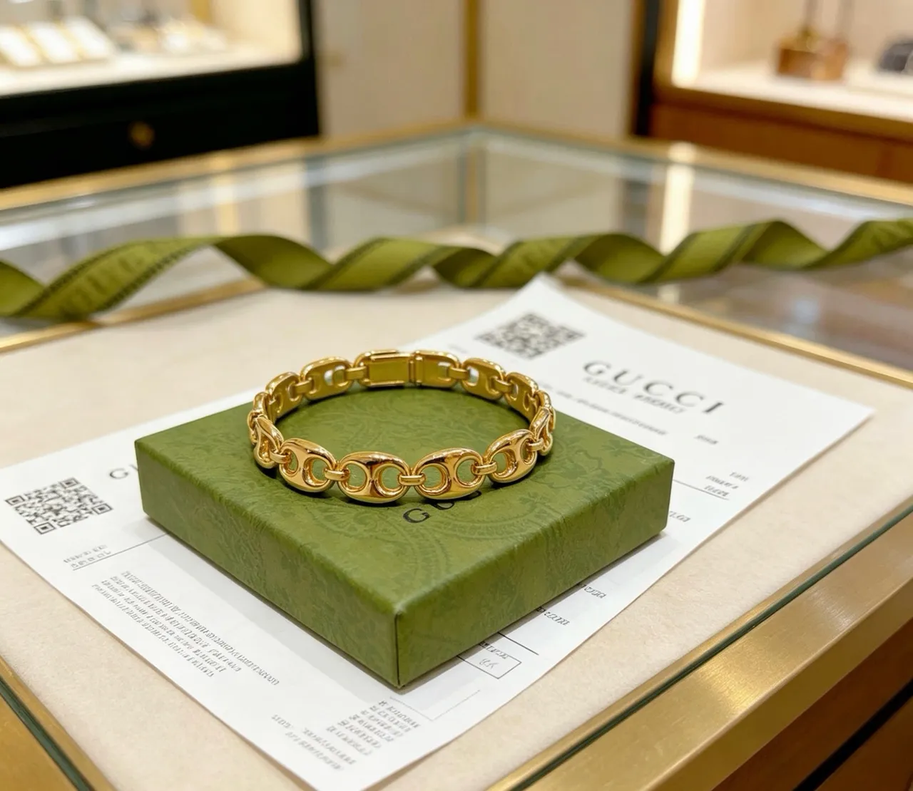 Gucci Horsebit 1955 Gold-Tone Interlocking Link Bracelet 6