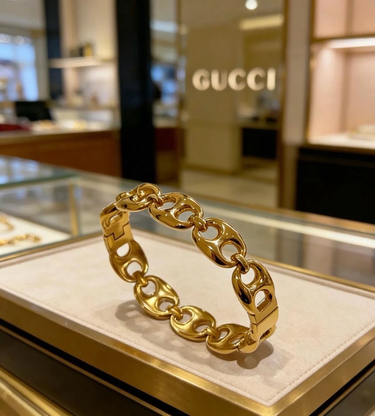Gucci Horsebit 1955 Gold-Tone Interlocking Link Bracelet 9