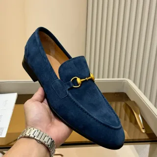 Gucci Horsebit 1955 नेवी गोल्ड सुड हार्डवेयर लोअफर