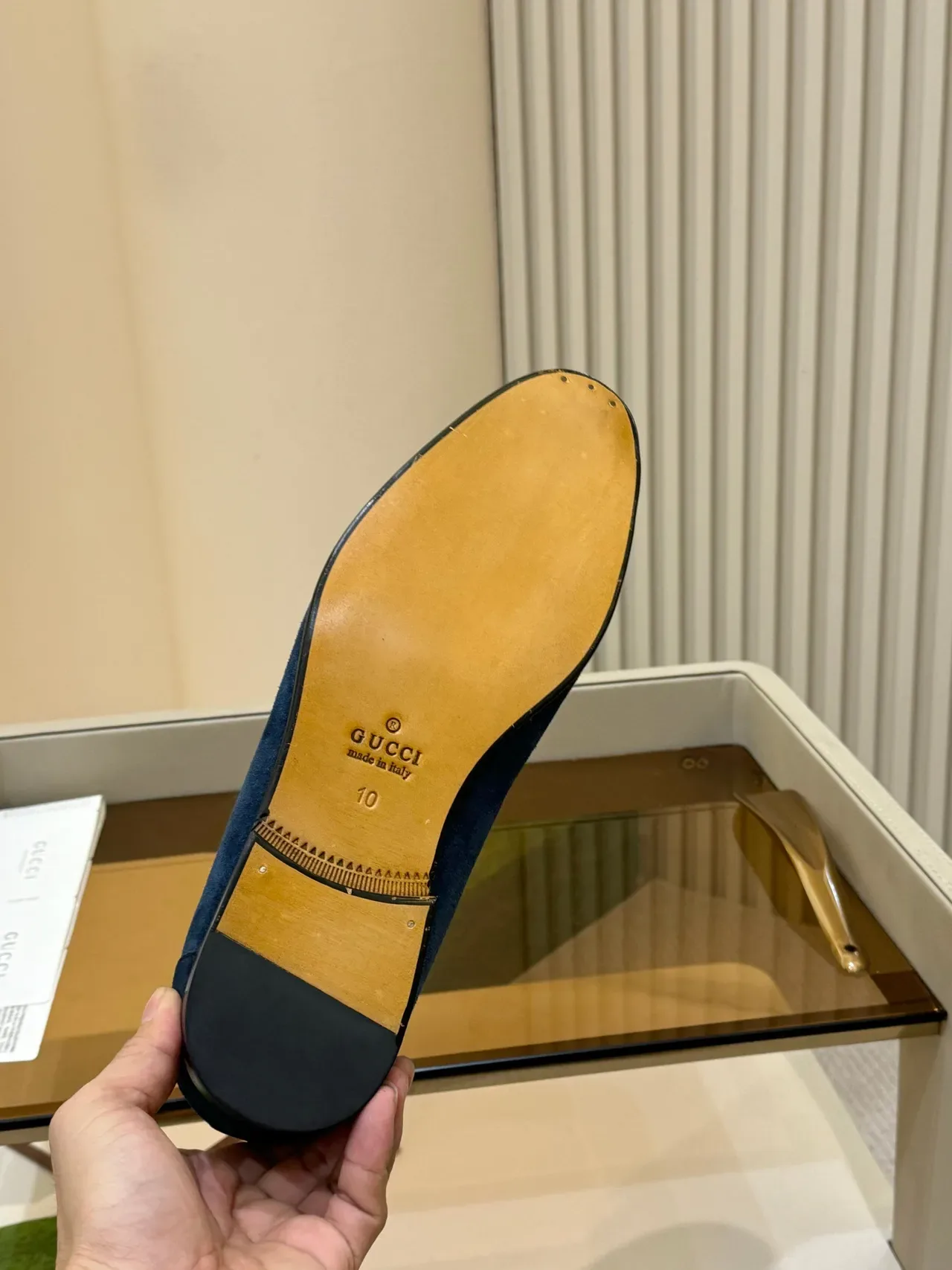 Gucci Horsebit 1955 Navy Gold Suede Hardware Loafer 2