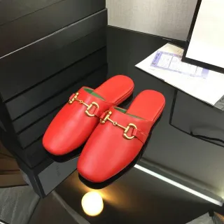 Gucci Horsebit 1955 Red Gold Leather Buckle Casual Shoes
