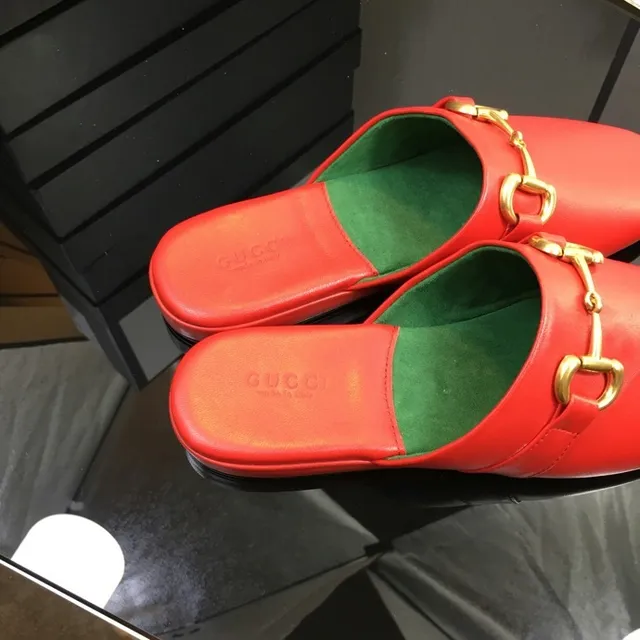 Gucci Horsebit 1955 Red Gold Leather Buckle Casual Shoes 8