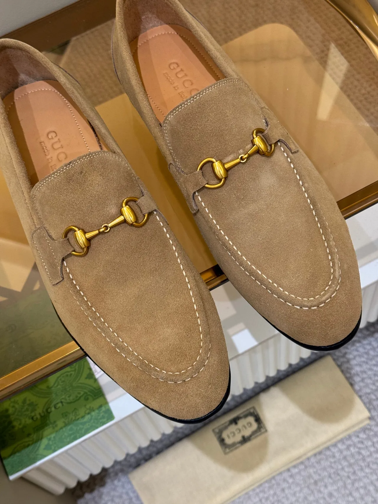 Gucci Horsebit 1955 Tan Suede Loafers 4