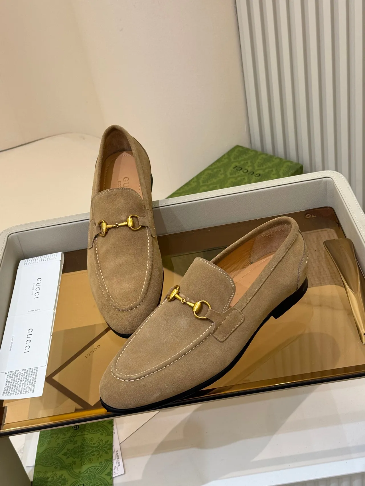 Gucci Horsebit 1955 Tan Suede Loafers 5