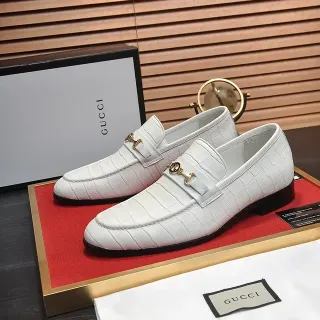 Gucci Horsebit 1955 सफेद मगरमच्छ एंबॉस्ड चमड़े की लोफर्स