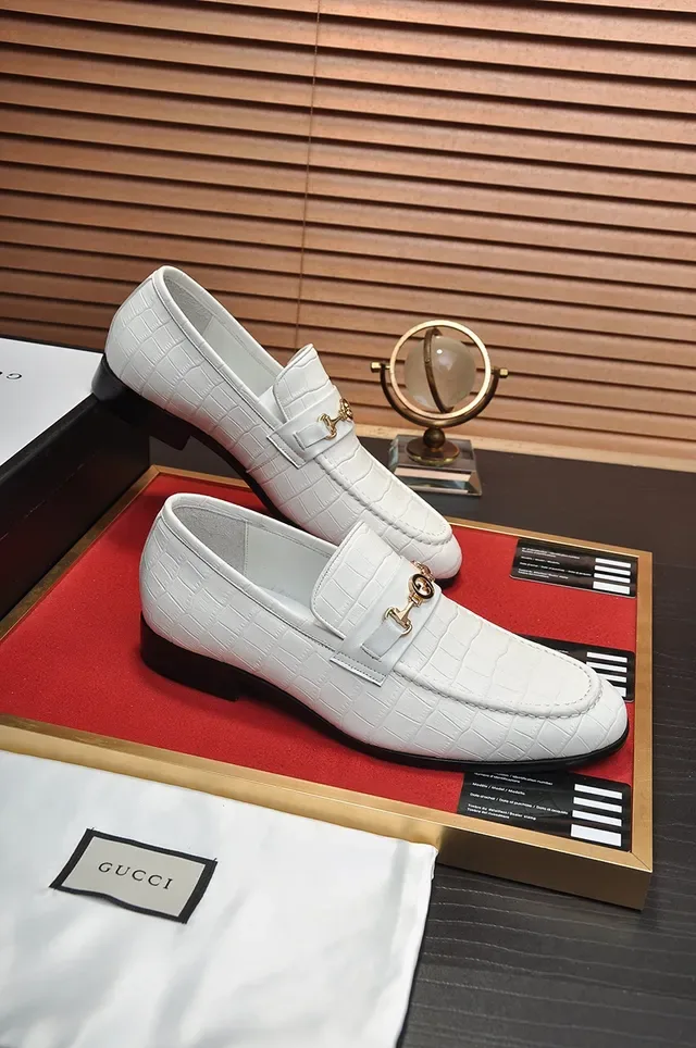 Gucci Horsebit 1955 White Croc-Embossed Leather Loafers 4