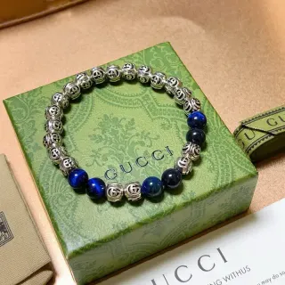Gucci Interlocking G and Lapis Lazuli Bead Bracelet