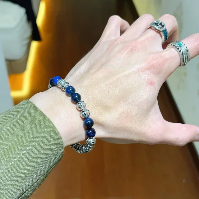 Gucci Interlocking G and Lapis Lazuli Bead Bracelet 2