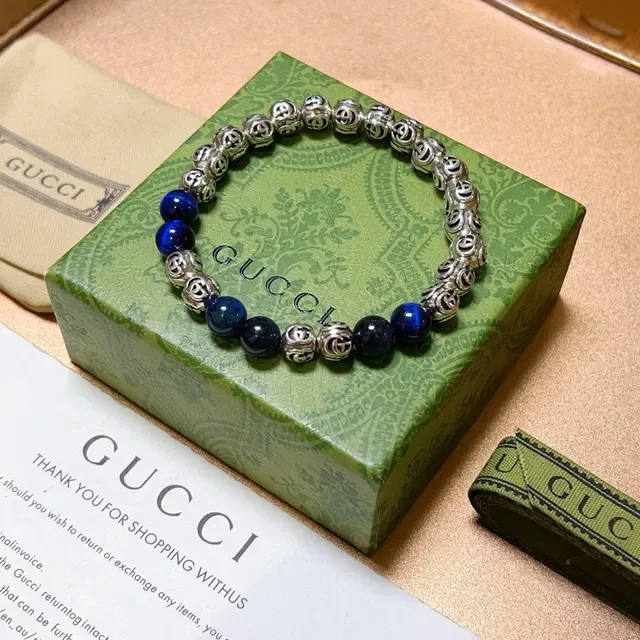 Gucci Interlocking G and Lapis Lazuli Bead Bracelet 3