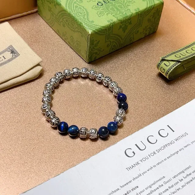 Gucci Interlocking G and Lapis Lazuli Bead Bracelet 4