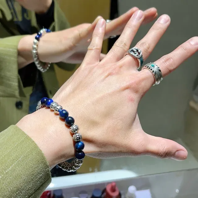 Gucci Interlocking G and Lapis Lazuli Bead Bracelet 5