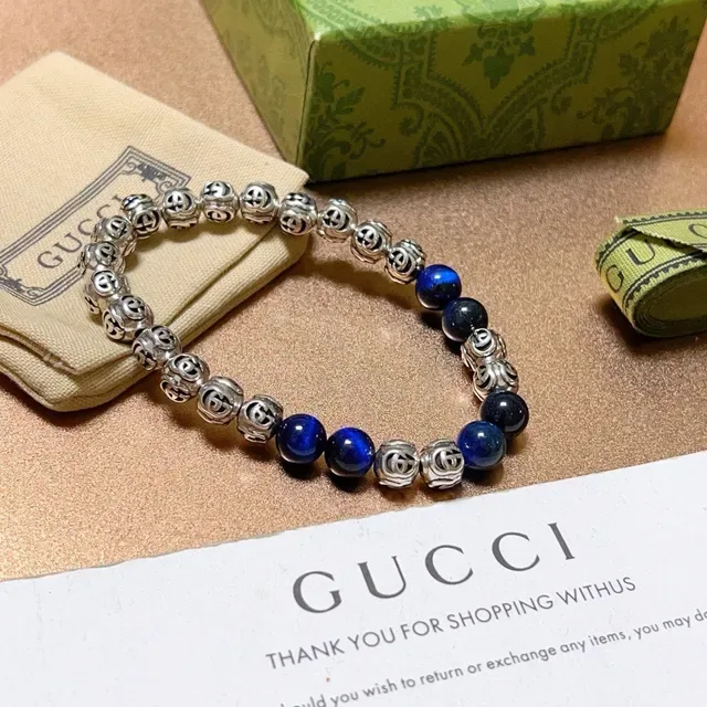 Gucci Interlocking G and Lapis Lazuli Bead Bracelet 6