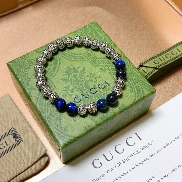 Gucci Interlocking G and Lapis Lazuli Bead Bracelet 7
