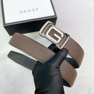 Gucci Interlocking G Buckle Brown Pebbled Leather Belt