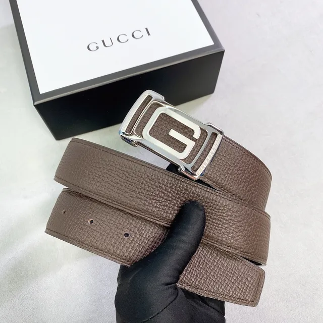Gucci Interlocking G Buckle Brown Pebbled Leather Belt 5