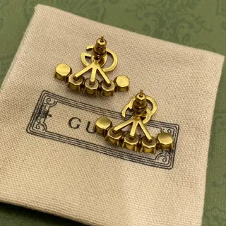 Gucci Interlocking G Gold-Tone Beaded Stud Earrings