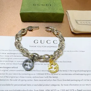 Gucci Interlocking G Motif pulsera de cadena plata oro pulsera voluminosa con eslabones ovalados