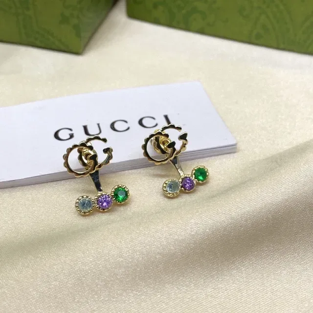 Gucci Interlocking G Multicolor Gemstone Drop Earrings 1