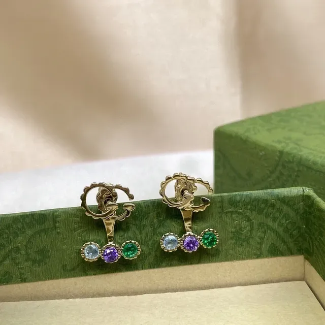 Gucci Interlocking G Multicolor Gemstone Drop Earrings 3
