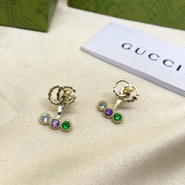 Gucci Interlocking G Multicolor Gemstone Drop Earrings 5