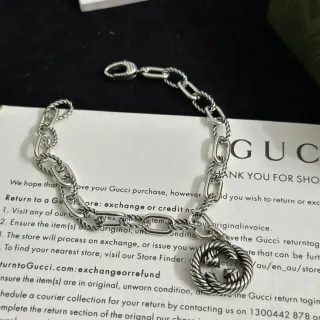Gucci Interlocking G Twisted Rope-Link Silver Bracelet