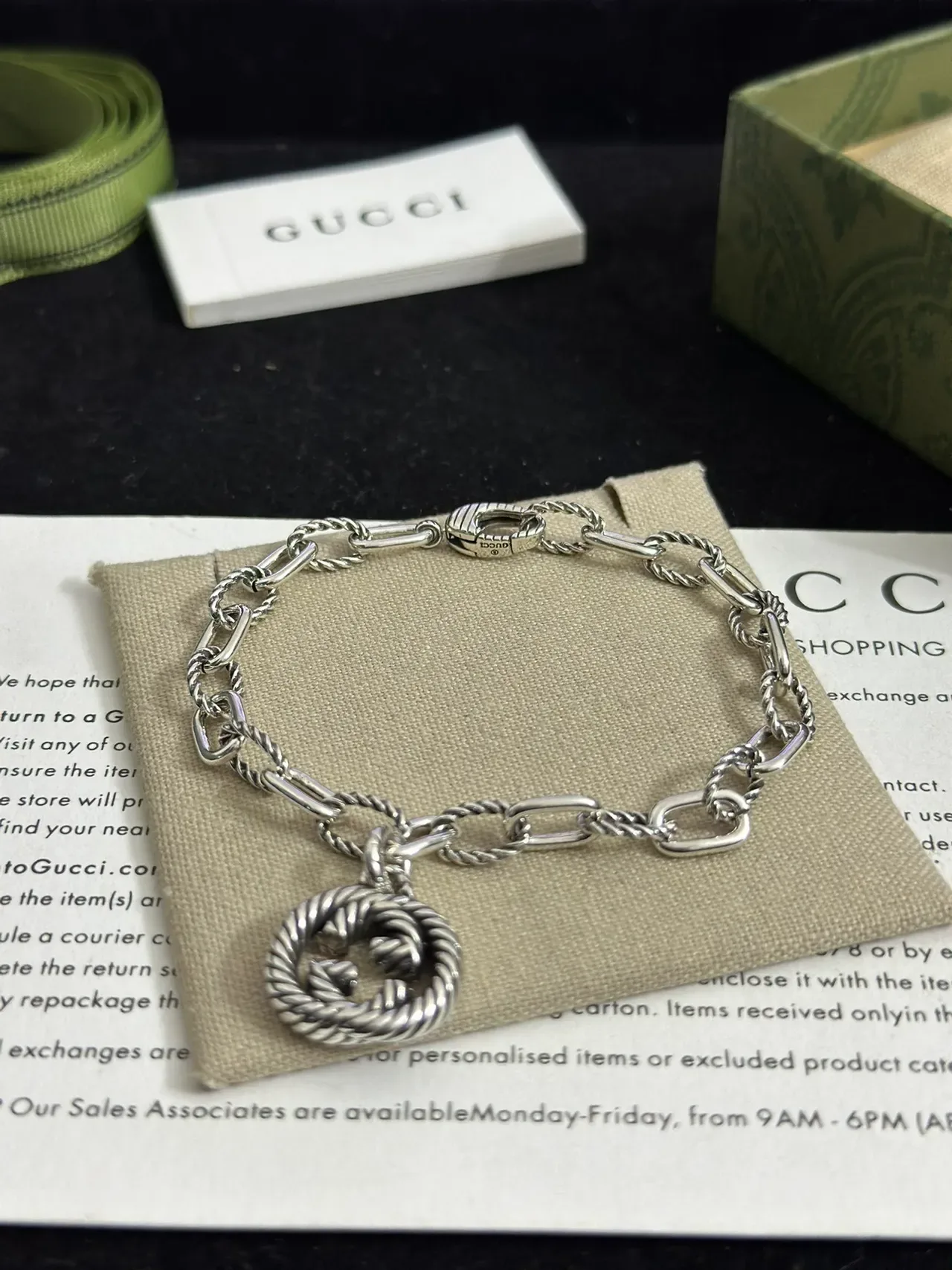 Gucci Interlocking G Twisted Rope-Link Silver Bracelet 4