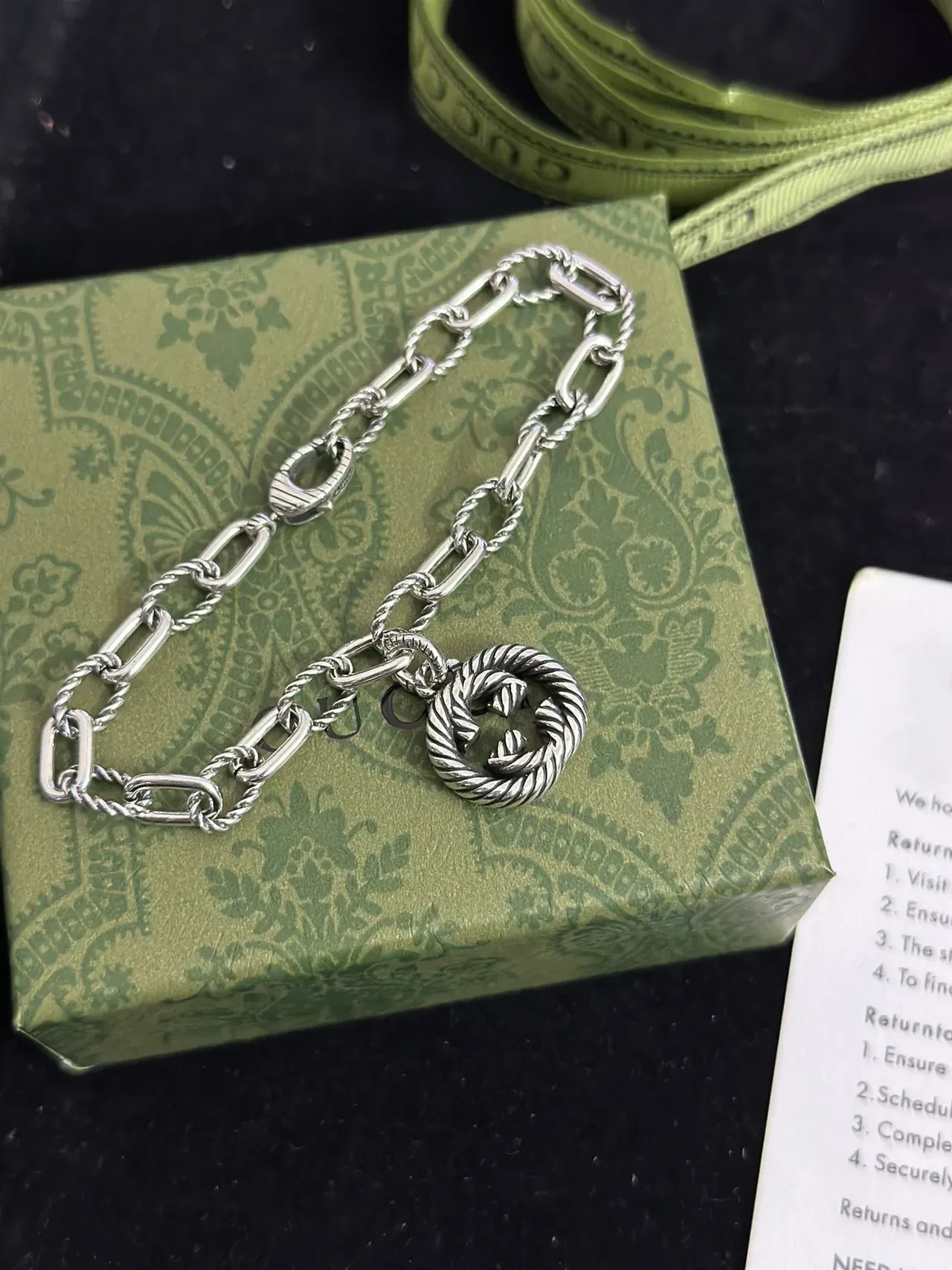 Gucci Interlocking G Twisted Rope-Link Silver Bracelet 5