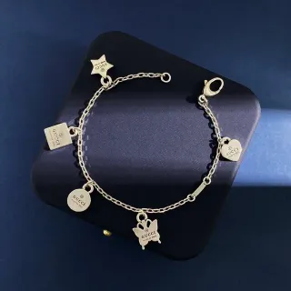Gucci Multi-Charm Silver-Tone Engraved Logo Bracelet