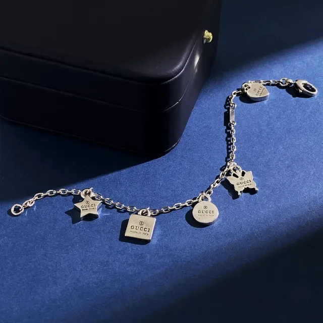 Gucci Multi-Charm Silver-Tone Engraved Logo Bracelet 2
