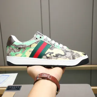 Gucci Multicolor Green Camouflage GG Monogram Upper Web Stripe Lifestyle Sneakers