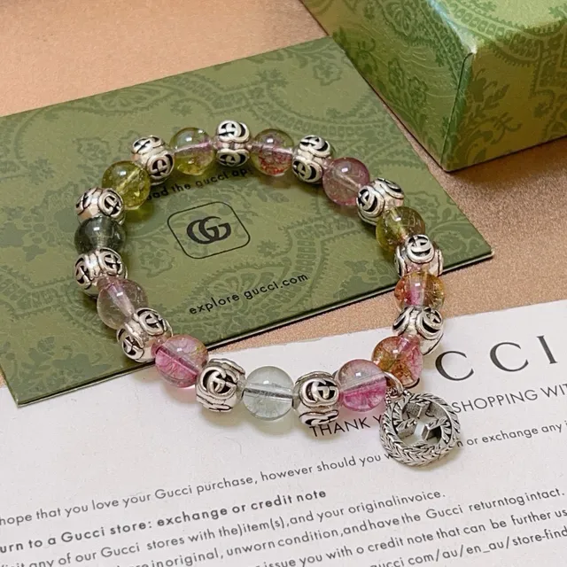 Gucci Multicolor Silver Beaded Stretch Bracelet 1