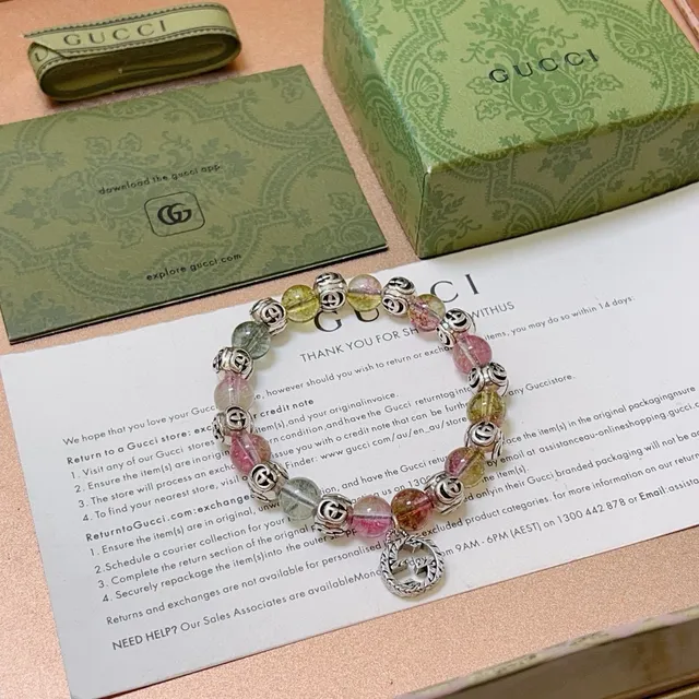 Gucci Multicolor Silver Beaded Stretch Bracelet 2