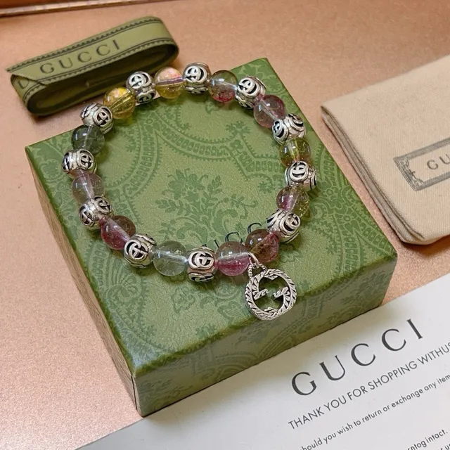 Gucci Multicolor Silver Beaded Stretch Bracelet 6