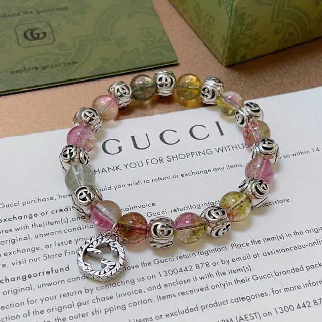 Gucci Multicolor Silver Beaded Stretch Bracelet 9
