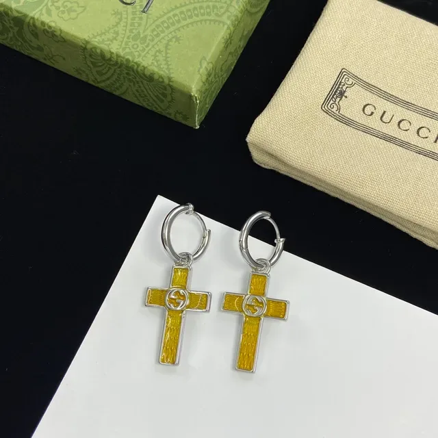 Gucci Multicolor Silver Cross-Shaped Enamel-Coated Earrings 6