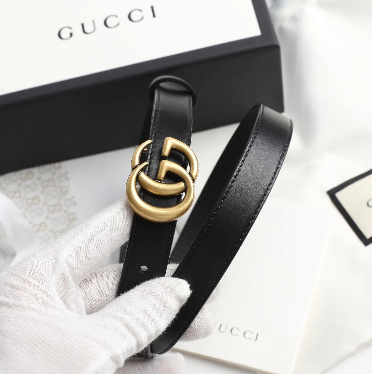 Gucci Ophidia Noir Or Interlocking G Boucle Quincaillerie Antique Ceinture en Cuir 3