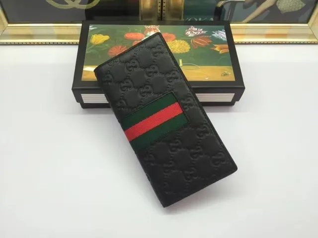 Gucci Ophidia محفظة طويلة سوداء وخضراء مطبوعة GG Monogram تفاصيل شريط ويب 2