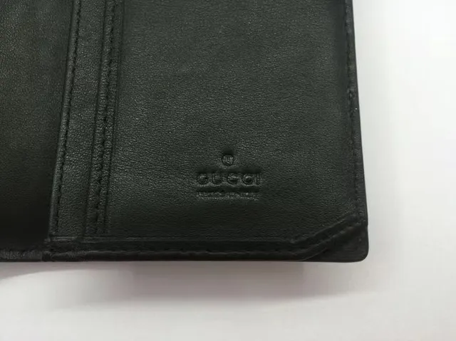 Gucci Ophidia محفظة طويلة سوداء وخضراء مطبوعة GG Monogram تفاصيل شريط ويب 5