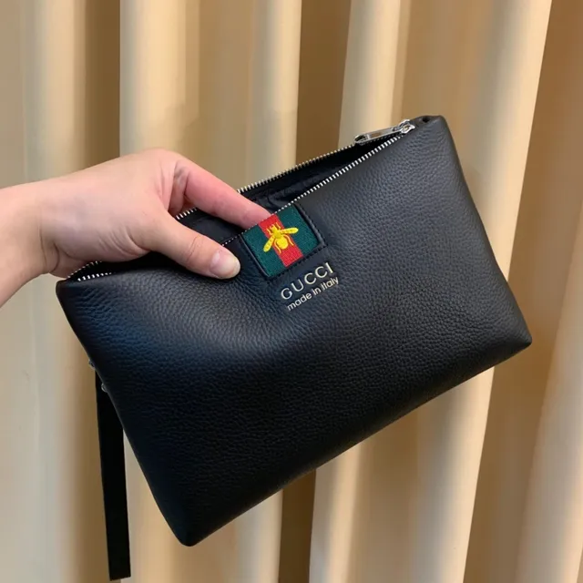 Gucci Ophidia Black Pebbled Leather Envelope Clutch 8