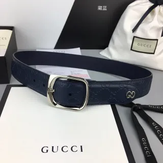 Gucci Ophidia Embossed GG Navy Blue Leather Belt