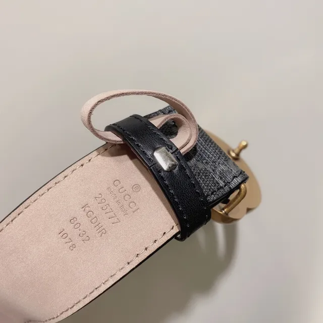 Gucci Ophidia GG Monogram Canvas Interlocking G Buckle Leather Belt 3