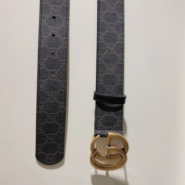 Gucci Ophidia GG Monogram Canvas Interlocking G Buckle Leather Belt 4
