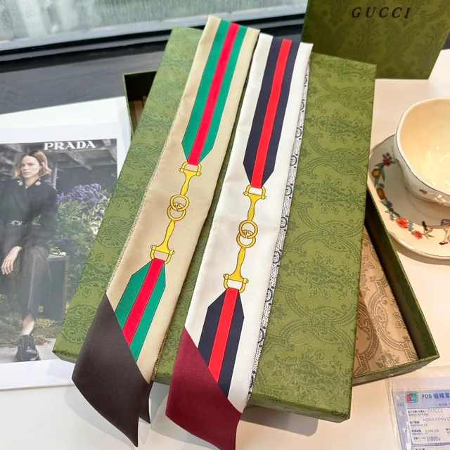 Gucci Ophidia GG Monogram Web Stripe Silk Scarf 8