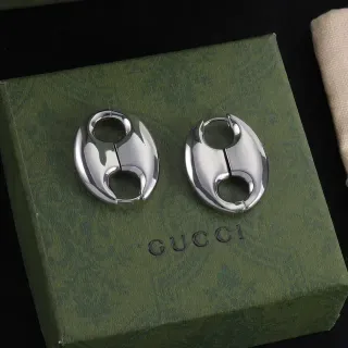 Gucci Oval Double-Loop Hinged Hoop Earrings