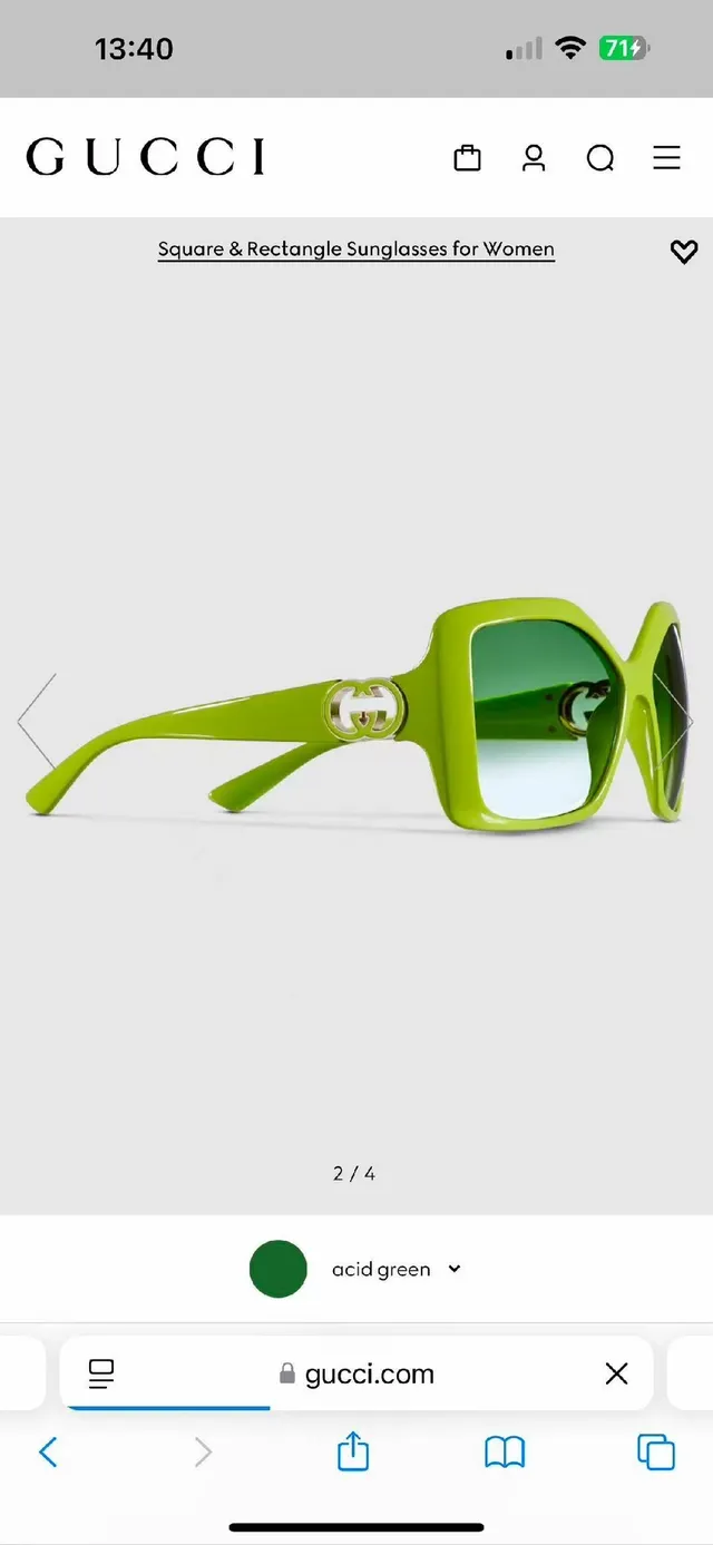 Gucci Oversized Square Frame Green Gradient Sunglasses 9